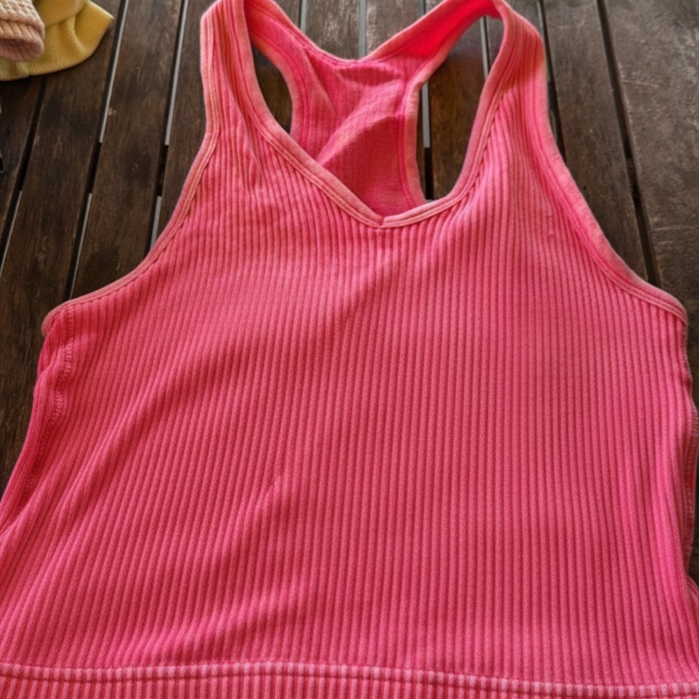 Women's Pink Acid Wash Tank Top